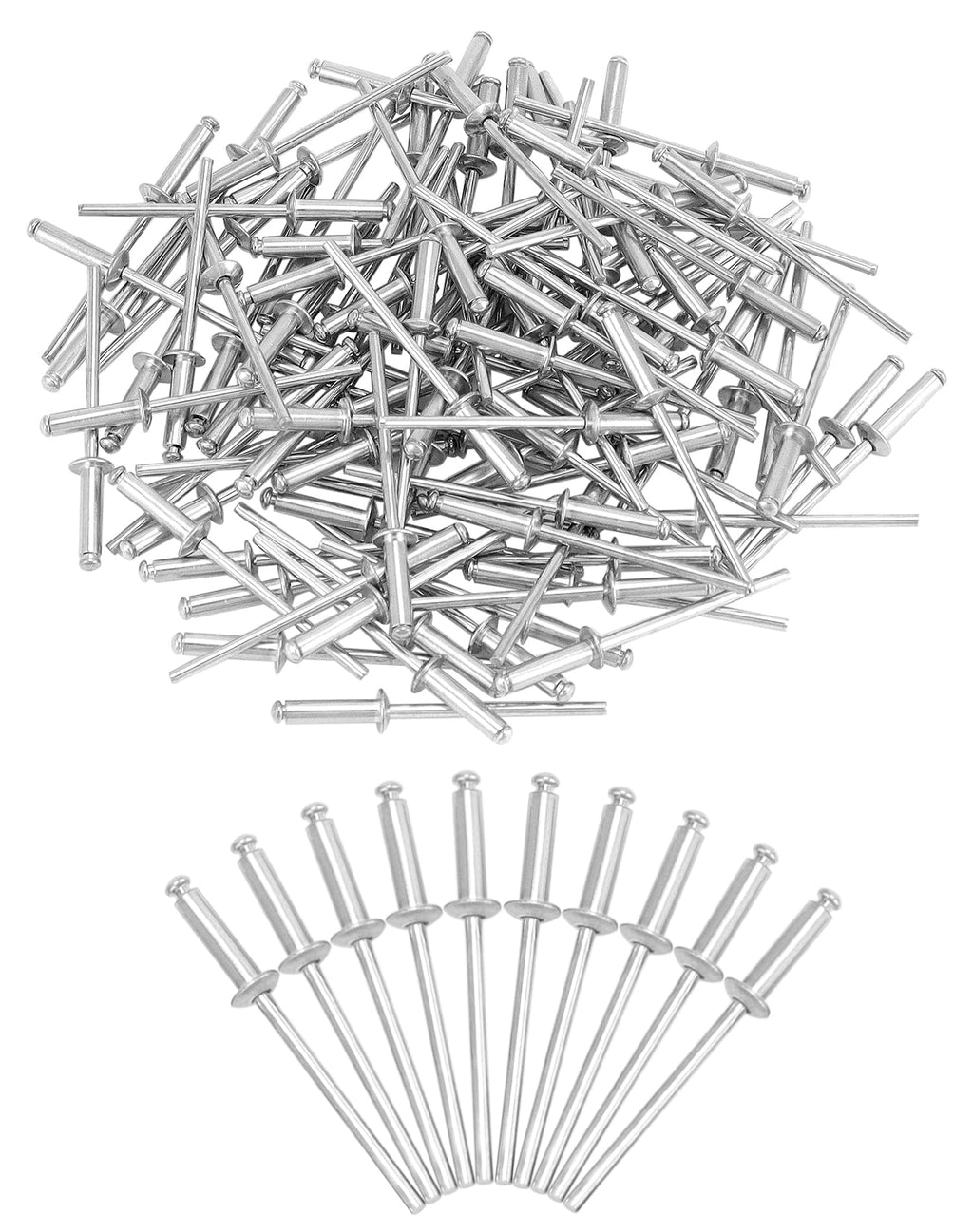 QWORK Aluminum Blind Rivets, 500 Pcs 1/8" x 1/2" ((3.2x12mm) Pop Rivets Assortment, Blind Rivet, Silver