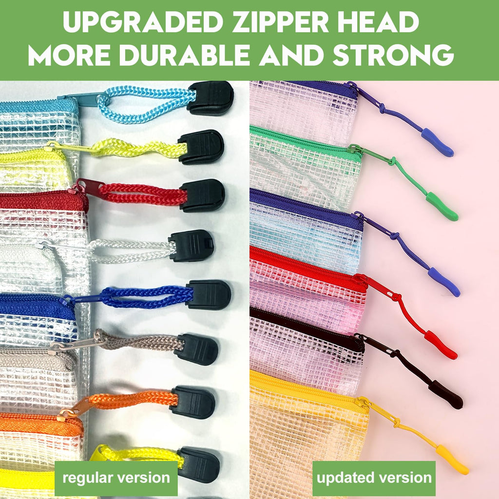 YOPCDJ 24pcs Mesh Zipper Pouch Bags, Zipper Bags for Organizing, A4 Zipper Bags for Classroom Organization and Storage, Board Game Storage,Puzzle Bags