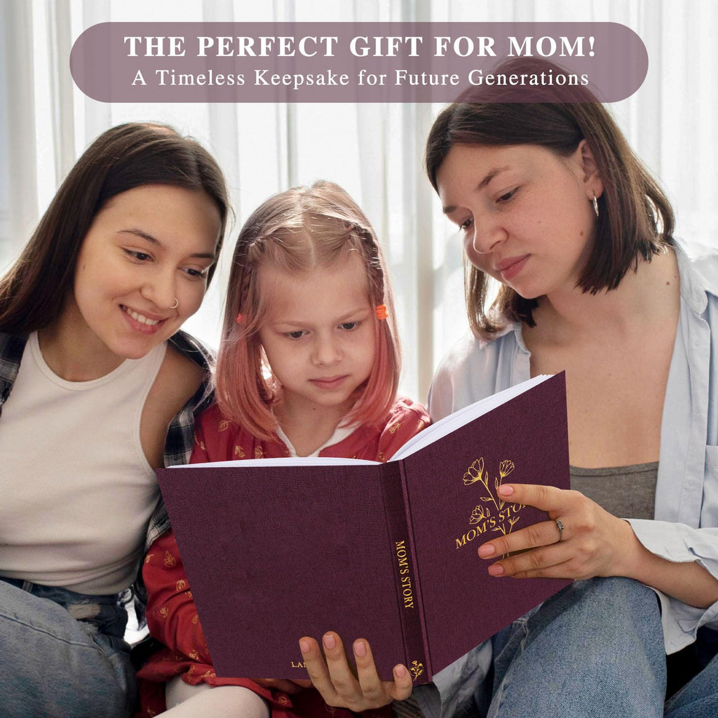 Lanpn Mom Life Story Book Journal with 270+ Prompts, Linen Hardcover Mother Story Guided Journal, Mom Memory Keepsake Book to Fill Out, Mother's Day Birthday Christmas Gift for Mom, Purple
