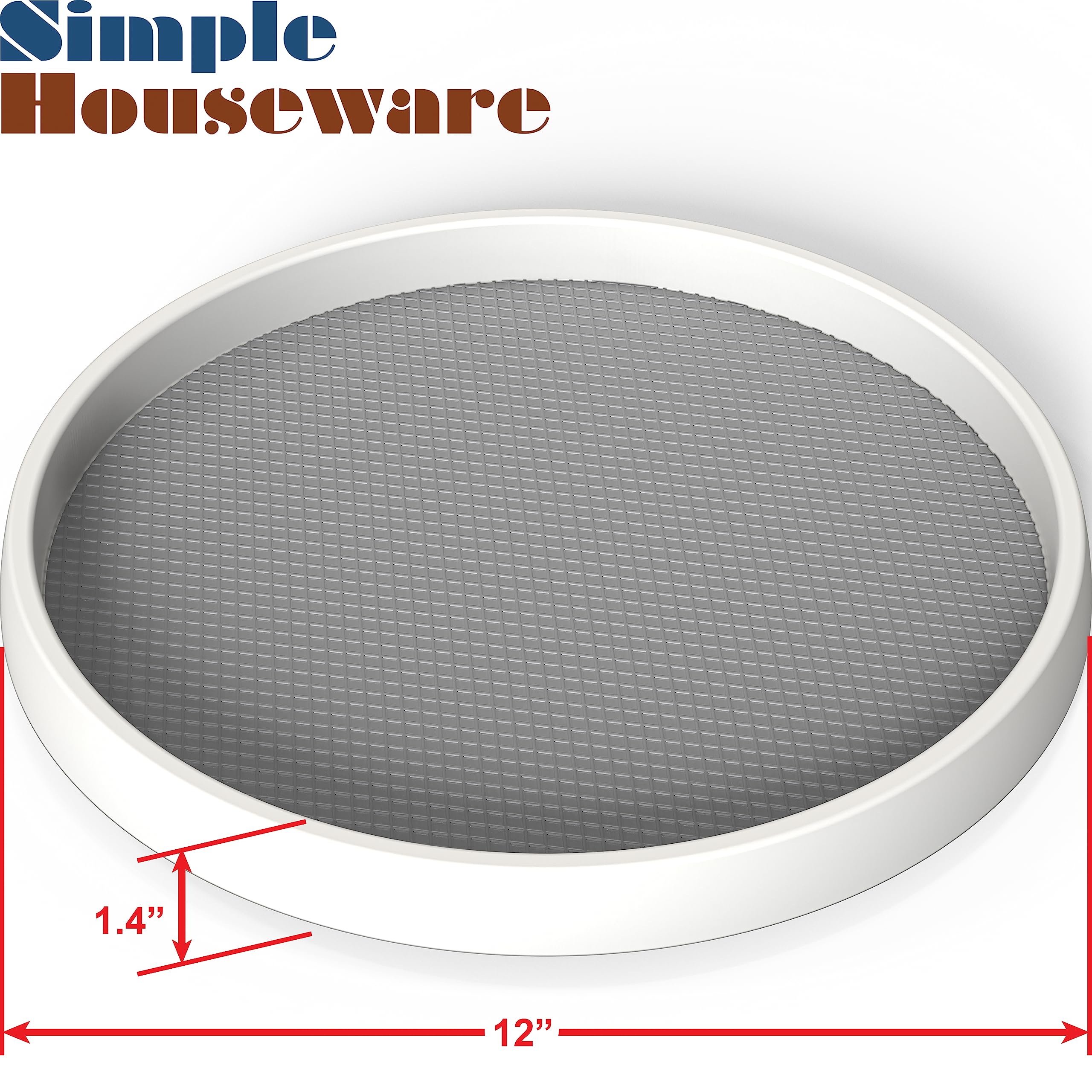 Simple Houseware 12-Inch Turntable Non-Skid Lazy Susan Multifunctional Organizer, 5 Pack, White