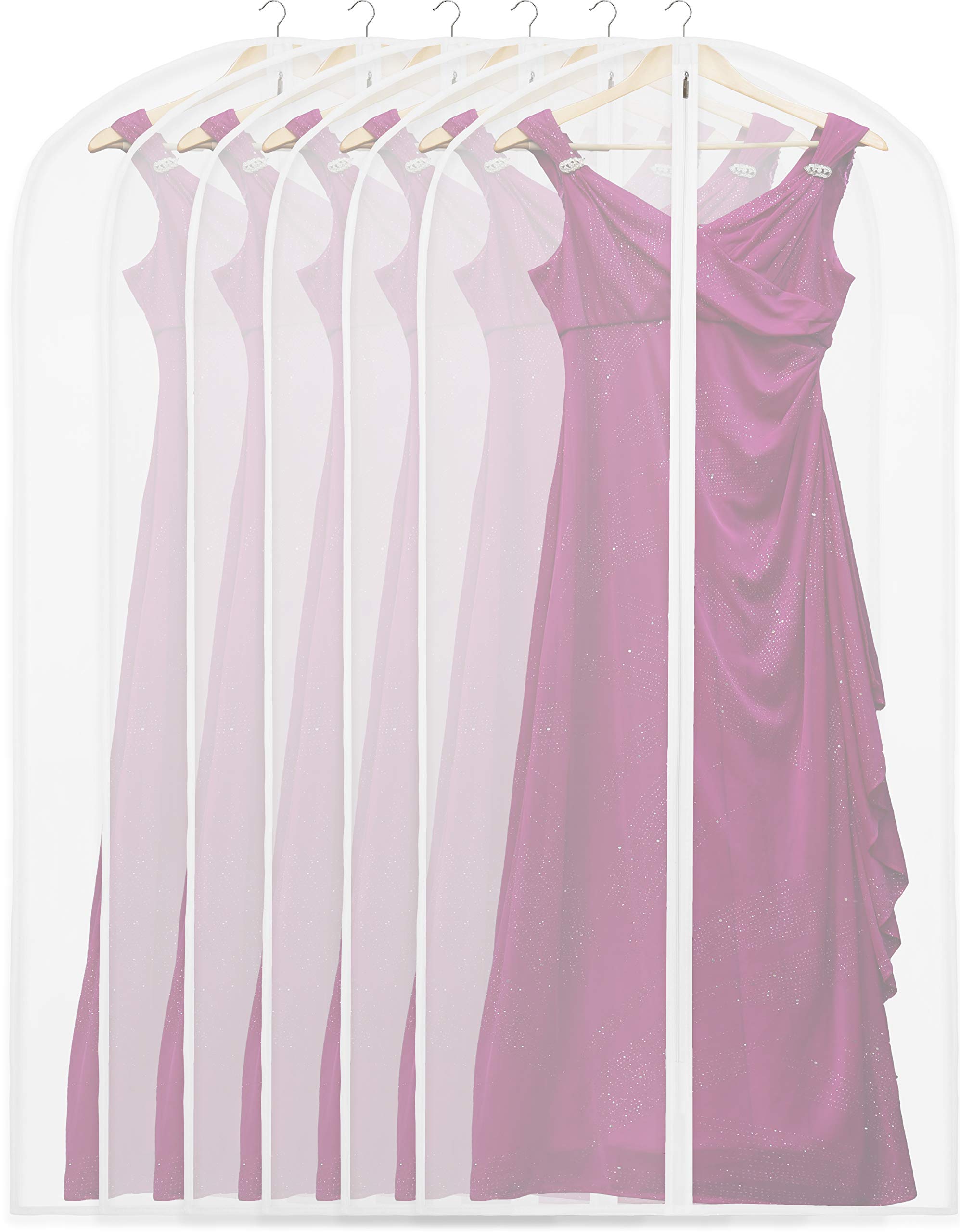 Simple Houseware 60-Inch Clear Garment Bags with Zipper 6 Pack for Suits, Dresses, Costumes, Uniforms