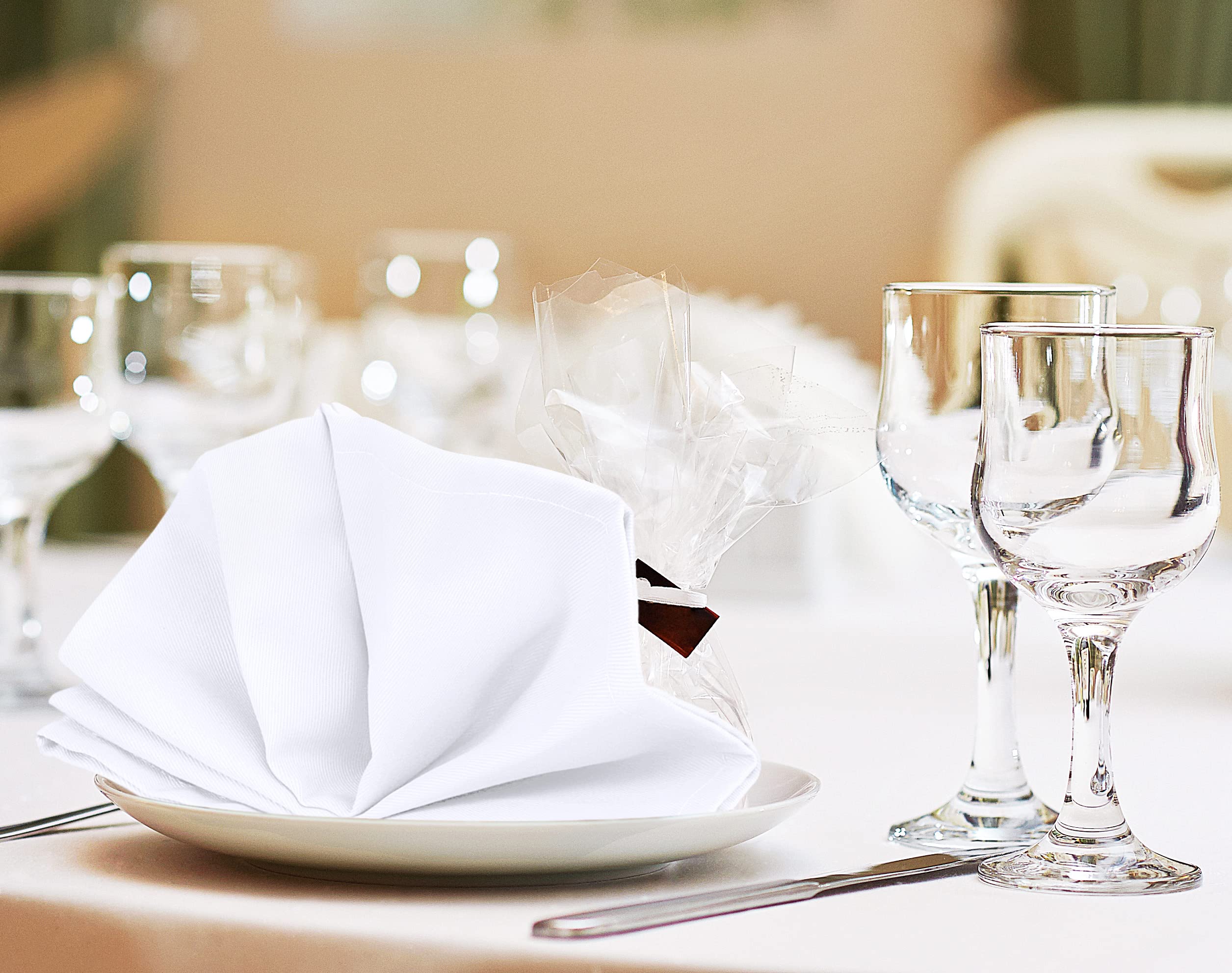 Utopia Kitchen White Cloth Napkins [12 Pack, 18x18 Inch] Absorbent Cotton Blend Washable and Reusable for Dinner, Restaurant, Lunch, Wedding and Hotel