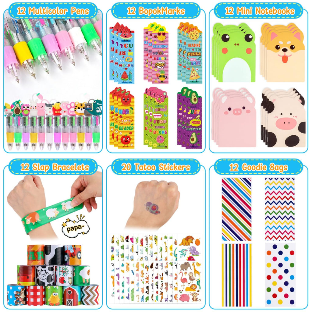 Stationery Party Pack, 12Pack Birthday Goodie Bags with Multicolor Pen Mini Notebooks for Goodie Bag Classroom Gifts Class Rewards Prizes