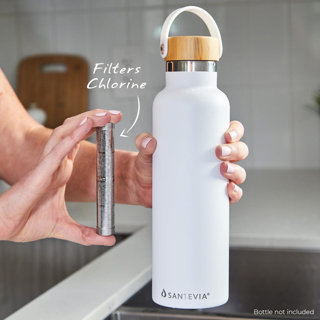 Santevia Water Bottle Filter | On-the-go Stainless Steel Alkaline & Chlorine Filter | Made in North America
