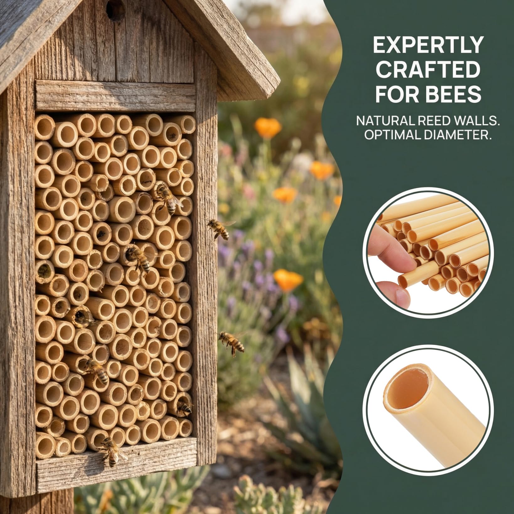 100Pcs Mason Bee Tubes Reed Tubes for Bees 6 Inch Bee Nesting Tubes Beekeeper Replacement Nesting Refill Tubes, Diameter: 0.6-0.8 cm