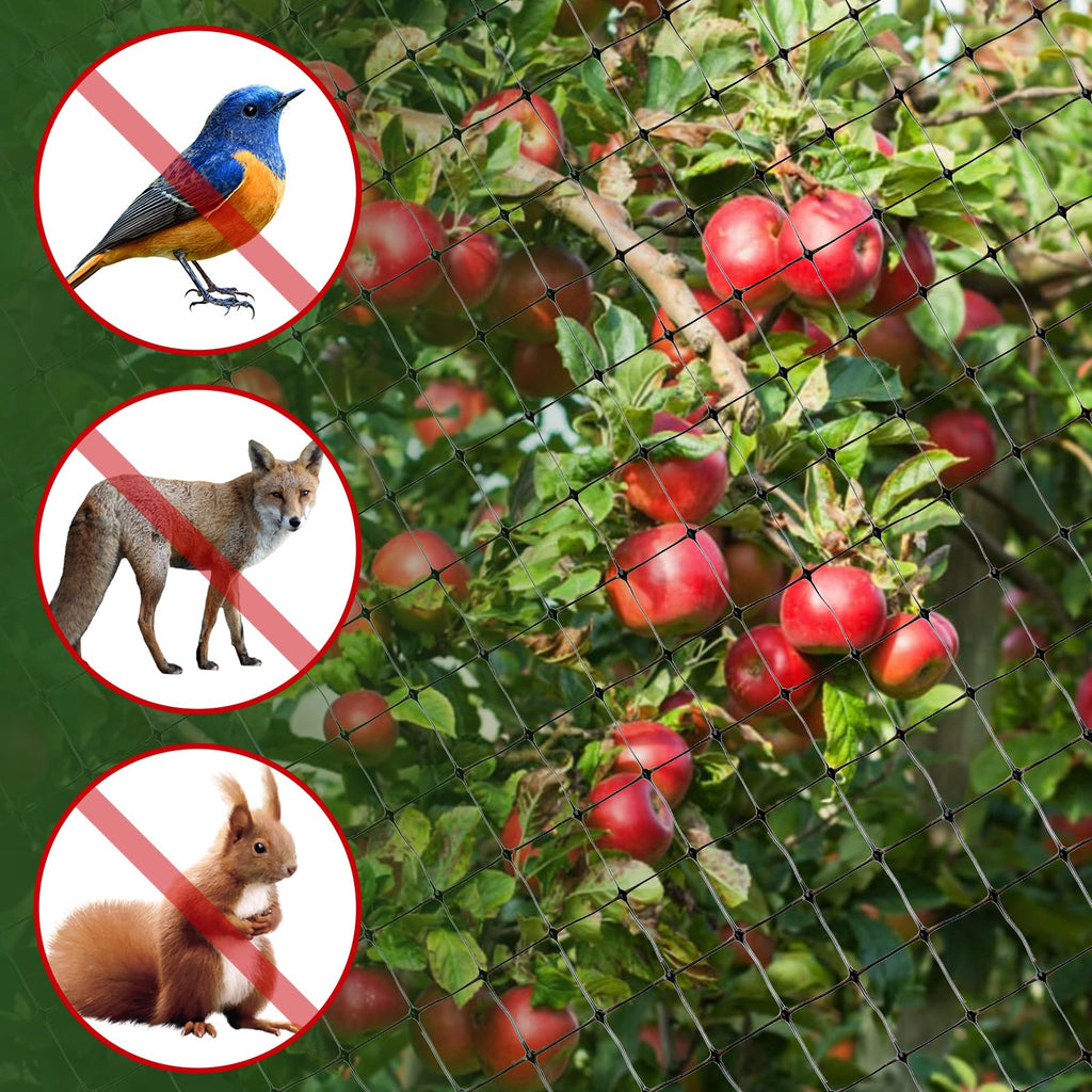 BEAUGIREW Garden Netting 7 x 100 ft Durable Bird Netting for Garden Heavy Duty Wire Mesh Net Fencing Protect Plants Fruits Trees from Birds Deer Poultry with 50 x Mounting Straps and 10 x Spikes