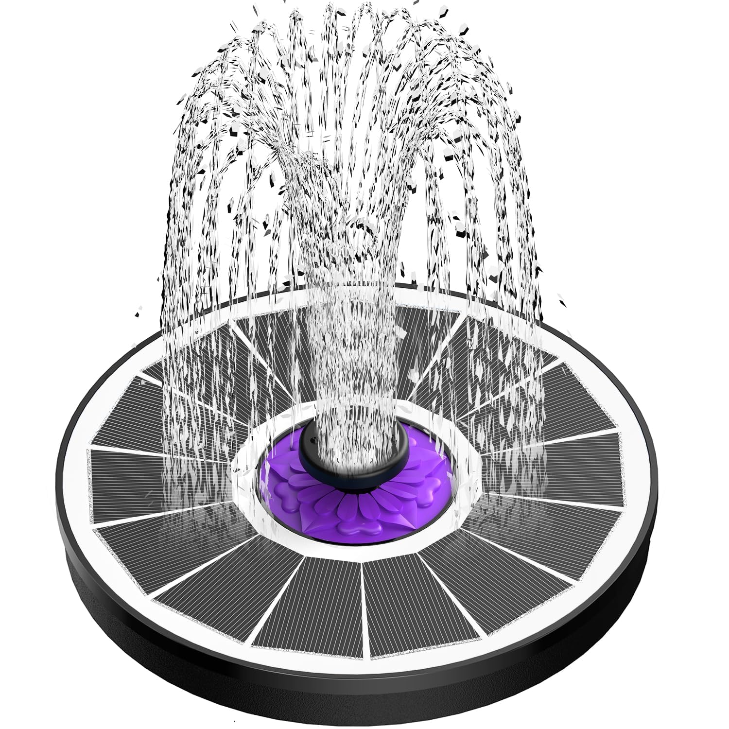SZMP Solar Fountain 3.5W Bird Bath Fountains with Flower Upgraded Glass Panel, Solar Powered Water Fountain with 7 Nozzle & 4 Fixer, Solar Fountain Pump for Bird Bath, Garden, Pond, Pool (White)
