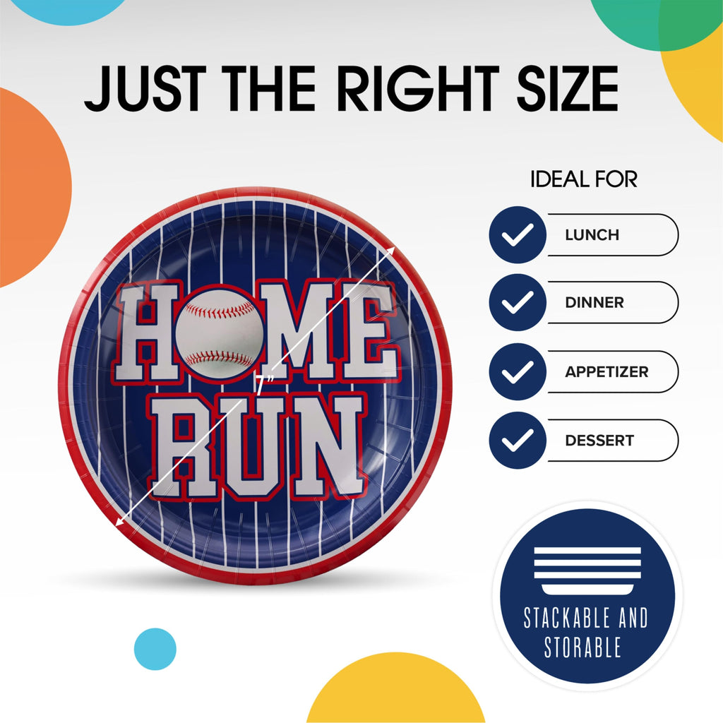 Party Solids Baseball Plates Paper Heavy Duty 7 Inch Baseball Paper Plates Disposable 120 Pcs 350 GSM, Boys Party Decorations For Boys Birthday Supplies And Sports Birthday Decorations
