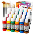 Fantastory Acrylic Paint Set 24 Classic Colors(2oz /60ml) with 12 Brushes, Good Coverage,Non-toxic,Non-fading, Waterproof, Acrylic Paint Kit for Artwork & DIY