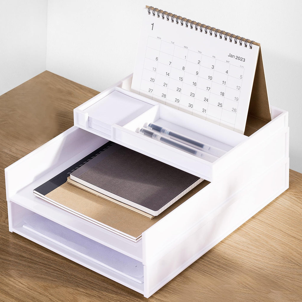 Eufrozy 3 Tier Stackable Letter Tray Paper Organizer, White Desk Paper Tray for Classroom Office Desktop Organizing Cardboard Inbox File Sorter A4 Paper Turn in Tray Document Storage Mail Holder