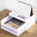 Eufrozy 3 Tier Stackable Letter Tray Paper Organizer, White Desk Paper Tray for Classroom Office Desktop Organizing Cardboard Inbox File Sorter A4 Paper Turn in Tray Document Storage Mail Holder