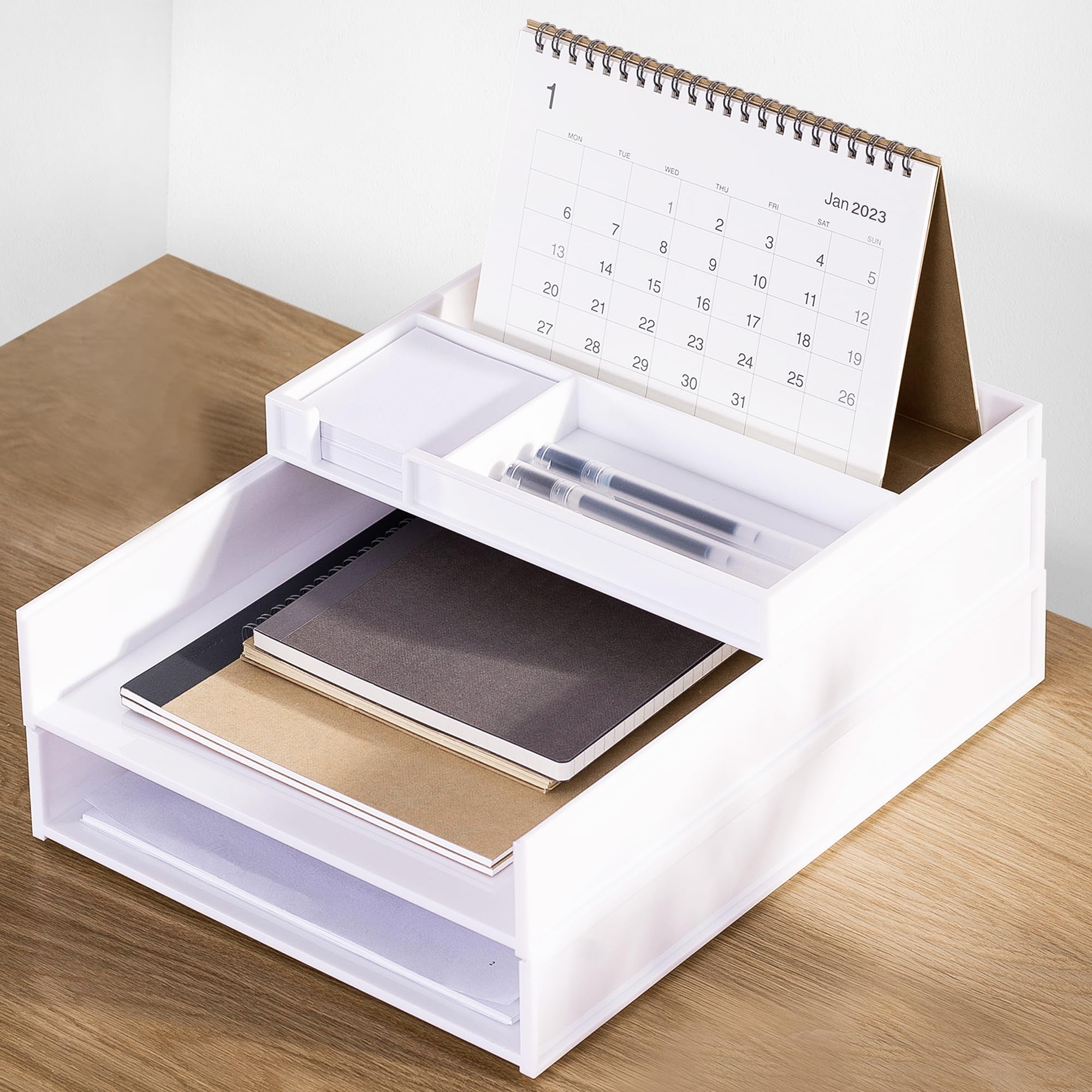 Eufrozy 3 Tier Stackable Letter Tray Paper Organizer, White Desk Paper Tray for Classroom Office Desktop Organizing Cardboard Inbox File Sorter A4 Paper Turn in Tray Document Storage Mail Holder
