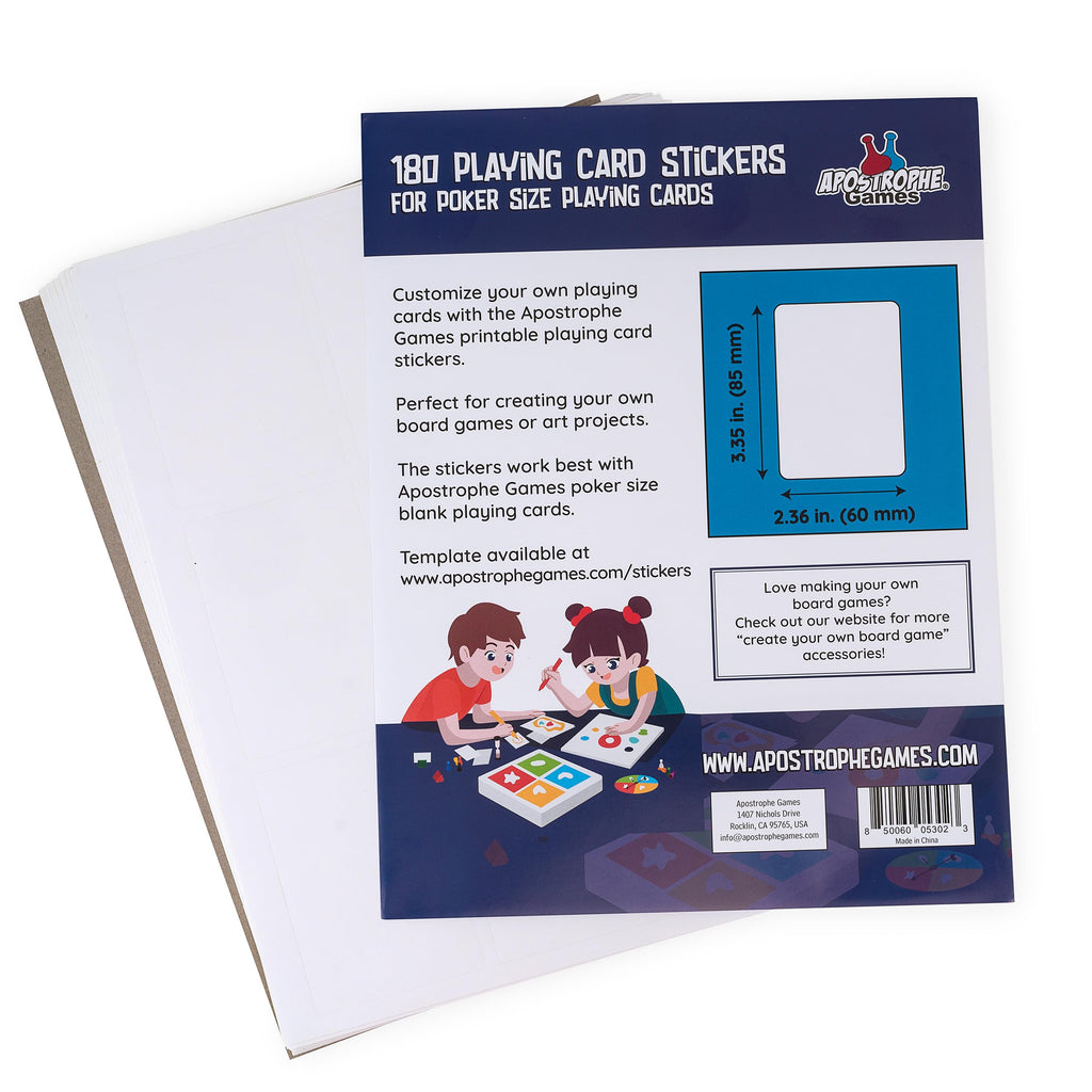 Blank Stickers for Playing Cards - Print Your Playing Cards - 216 Labels Sticker Paper for Laser/Ink Jet Printers (3.35" x 2.36") 24 Sheets