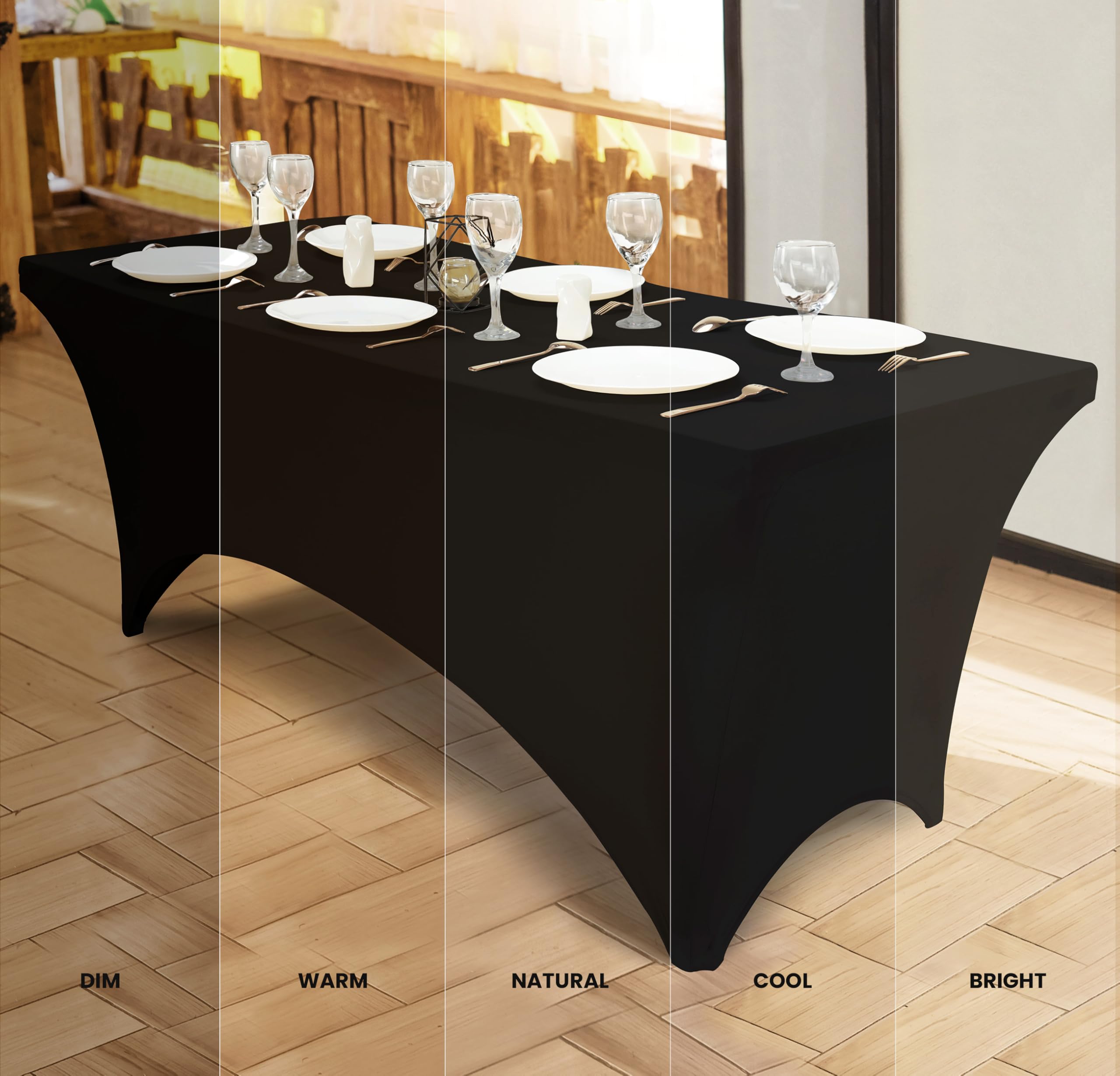 Utopia Kitchen Spandex Tablecloth 2 Pack [6FT, Black] Tight, Fitted, Washable and Wrinkle Resistant Stretch Rectangular Patio Table Cover for Event, Wedding, Banquet & Parties [72Lx30Wx30H] Inch