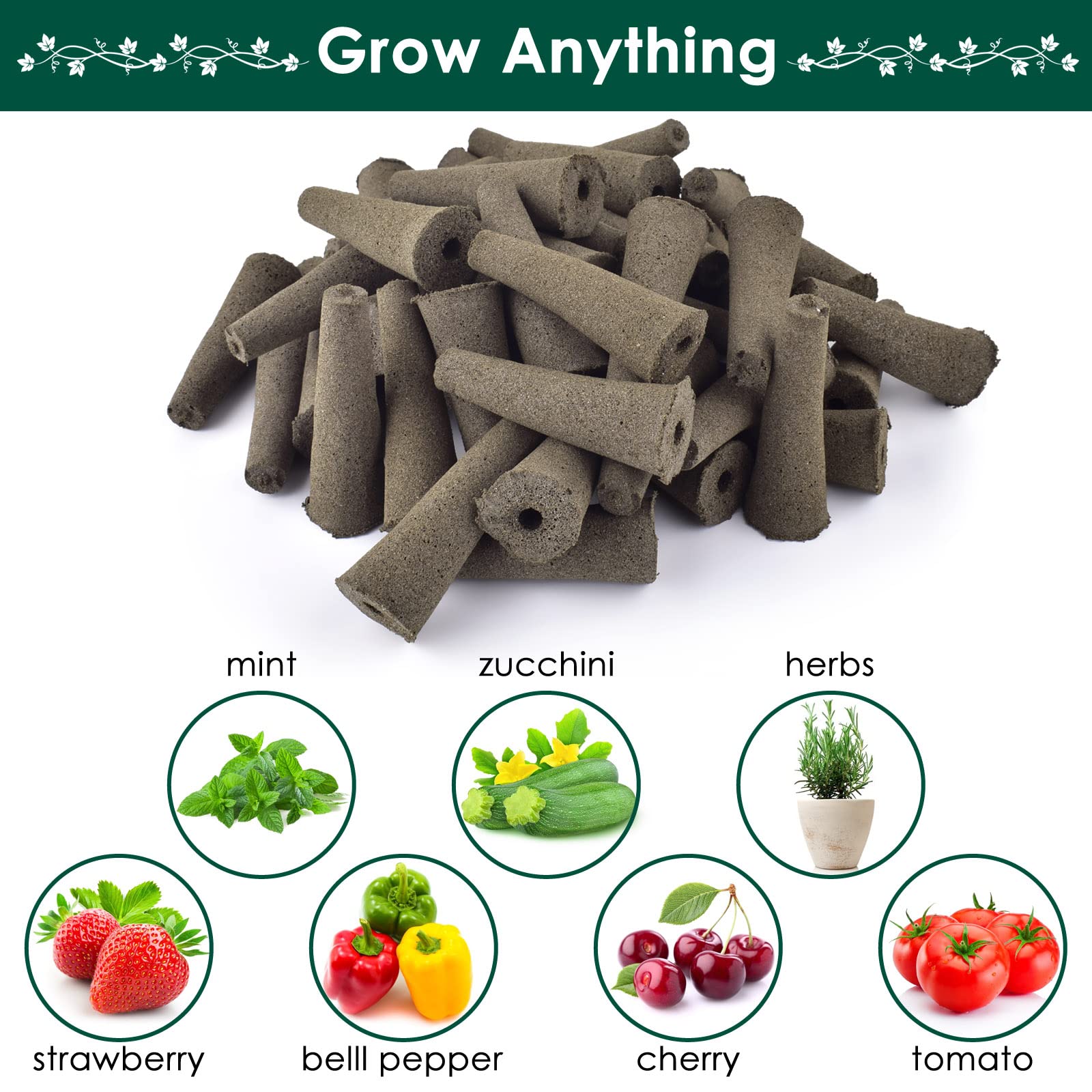 PACETAP 50 Pack Bulk Grow Sponges Compatible with AeroGarden Pod, Refill Replacement Growth Sponges for Hydroponic Indoor Garden System