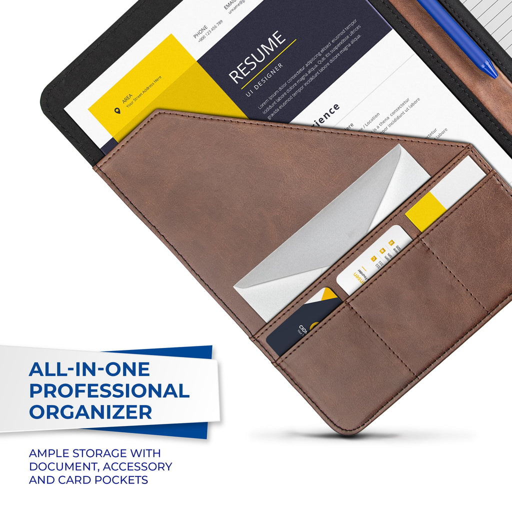 Samsill Two-Tone Padfolio, Resume Portfolio, Business Portfolio, with 8.5 x 11 Writing Pad, Brown and Dark Brown
