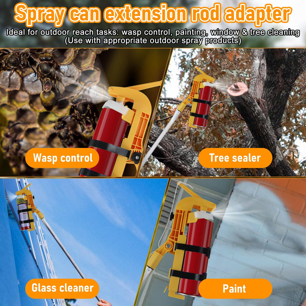 WODHMIEY Spray Can Extension Pole Adaptor, Sprayer Aerosol Can Extension Pole Adaptor, Adjustable Bottom Bracket for 9.0-13.6in Spray Cans with Loop Fastener ABS Material
