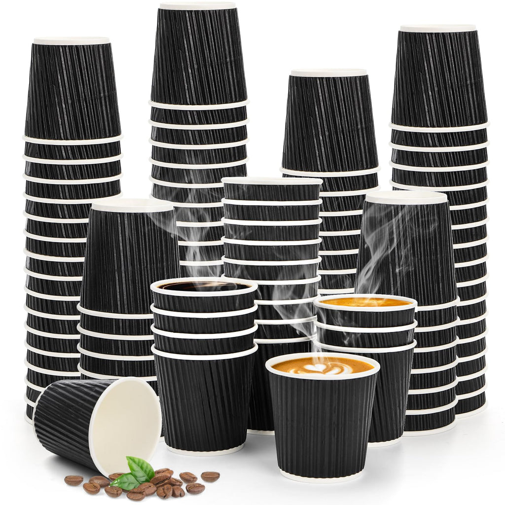 Nicunom 250 Pcs Disposable Espresso Cups 4 oz, Premium Insulated Paper Espresso Cup Corrugated Disposable Coffee Cups Small Ripple Wall Hot Cup for Hot Beverage or Cold Drinks