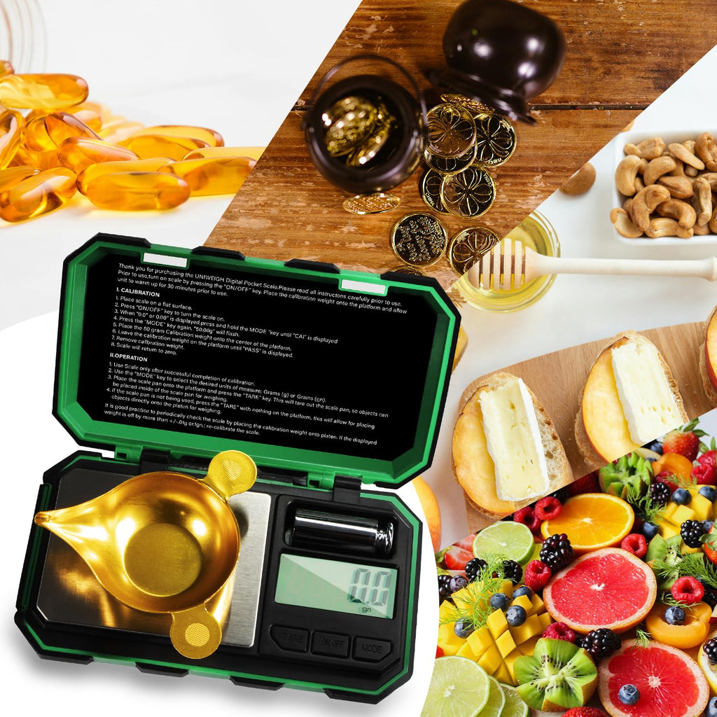 UNIWEIGH Digital Reloading Scale Precision 1500 Grains x 0.1gn,Powder Scale for Reloading, Grain Scale with LCD Display/Tare/Calibration Functions,microgram Scale Pocket,Includes Batteries