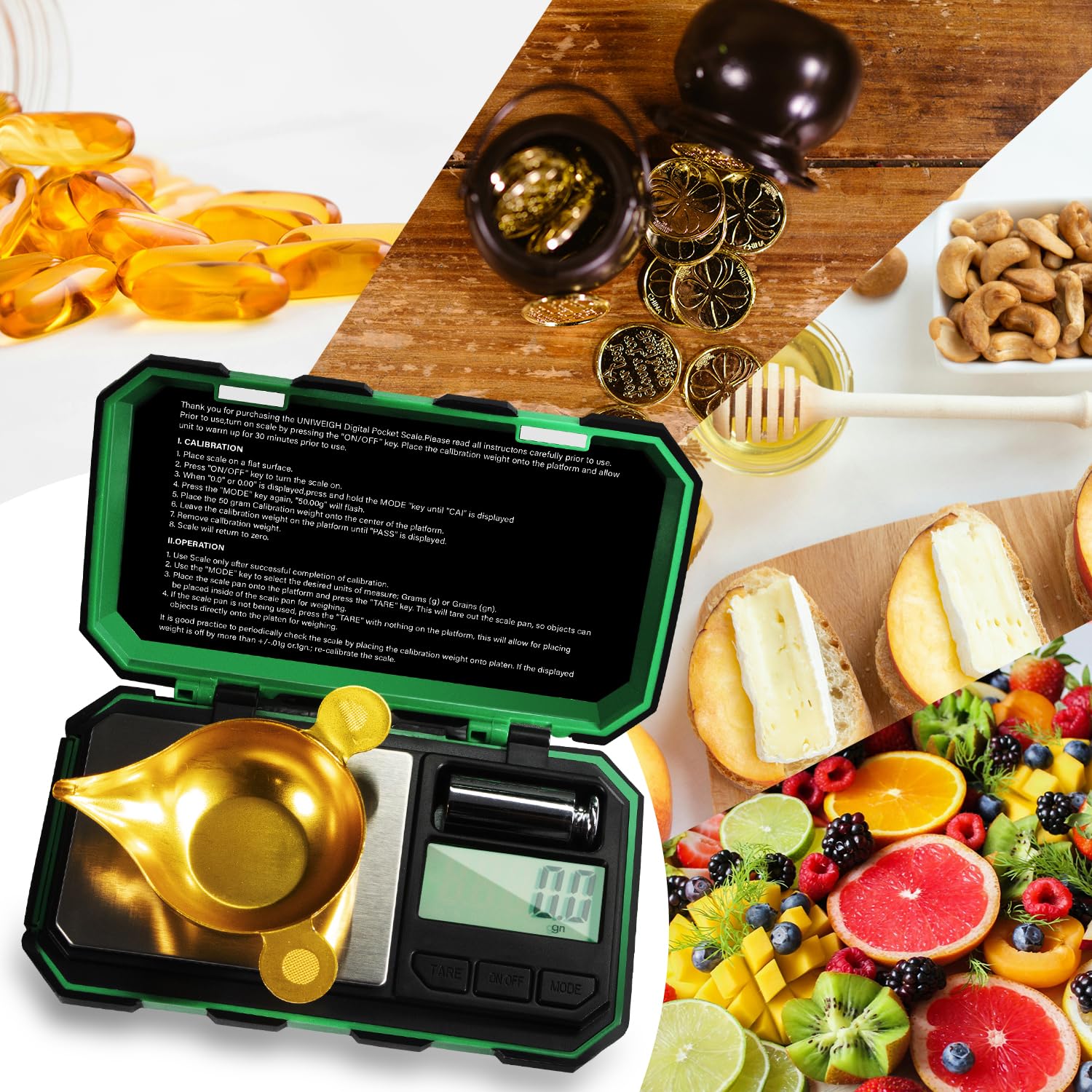 UNIWEIGH Digital Reloading Scale Precision 1500 Grains x 0.1gn,Powder Scale for Reloading, Grain Scale with LCD Display/Tare/Calibration Functions,microgram Scale Pocket,Includes Batteries