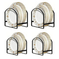 4 Pack Kitchen Plate Holder Organizer for Cabinet Space Saver Dinner Dish Plate Storage Rack Upright Dish Drying Racks Metal Dish Racks Stand for Cupboard and Countertop 2 Large 2 Small Black