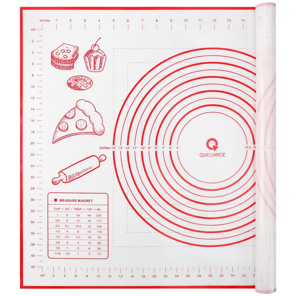 Silicone Baking Mat, Pastry Mat for Rolling Dough Non Slip Extra Large, 20" x 28", Red, Fondant Mat