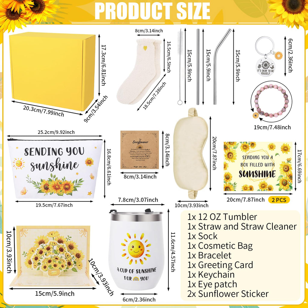Guiqulai Birthday Gifts for Women,Self Care Gift for Women,Sending Sunshine Get Well Soon Gift,Care Package Sunflower Gifts Baskets for Mum Sister Wife Friends