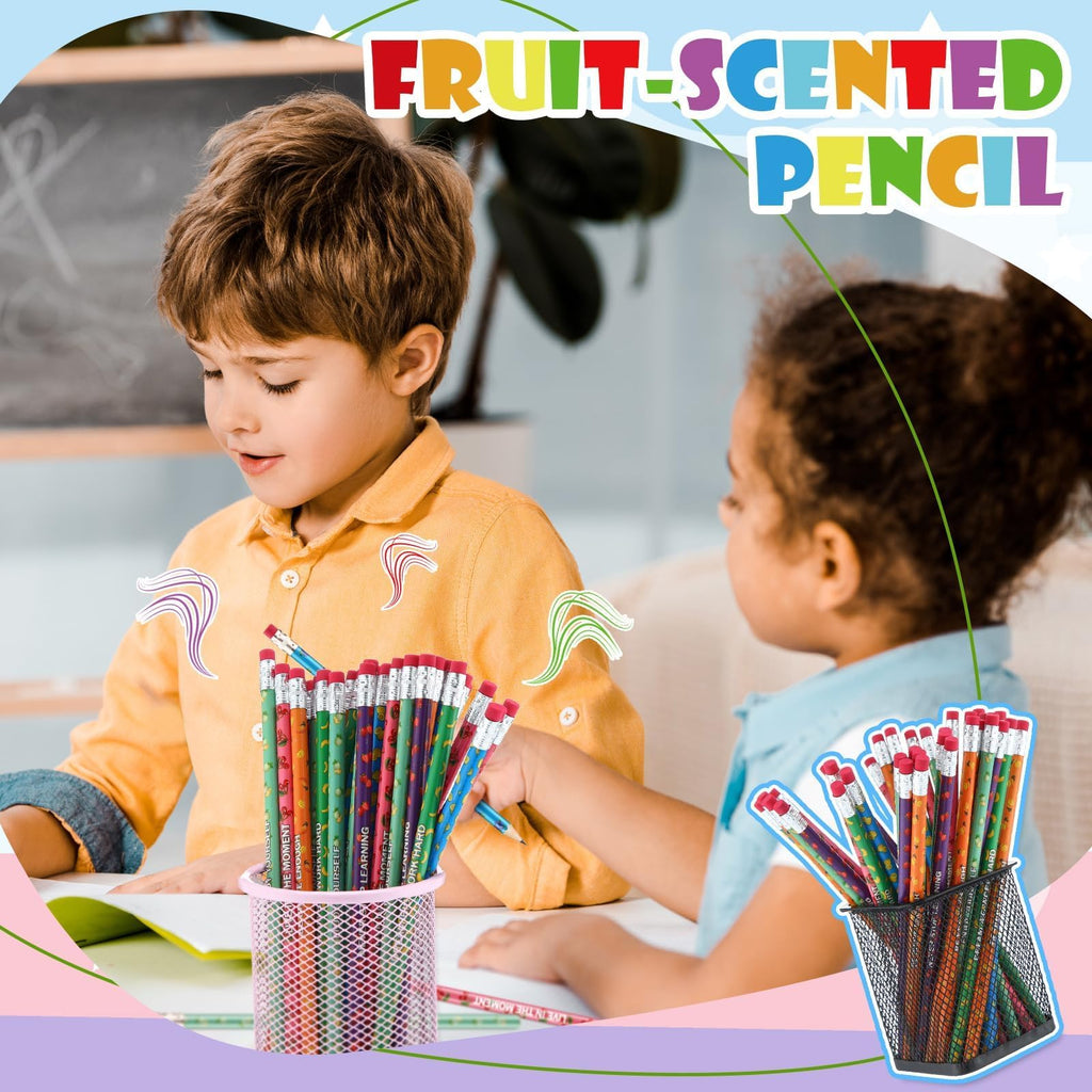 36Pcs Cute Style Animal Fruit Scented Pencils Fun Smelly Pencils Bulk HB Graphite with 36Pcs Cute Cartoon Gift for School Office Classroom Party Reward Supplies