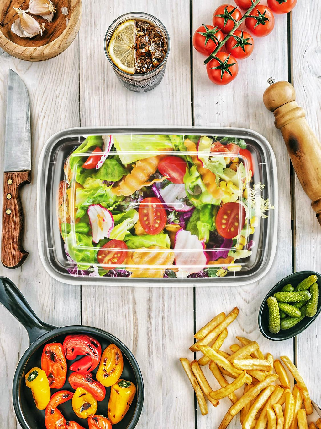 NEEBAKE 60 Sets 28oz Meal Prep Container - Reusable Plastic Food Storage Containers with Lids, Fits Microwave, Freezer and Dishwasher Safe