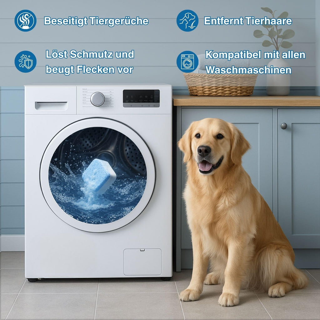 flowcheer Washing Machine Cleaner for Pet Hair, Laundry Machine Cleaner Tablets -Targets Pet Hair & Odor, 24 Pack Advanced Removal Tablets Septic-Safe -1 Year Supply