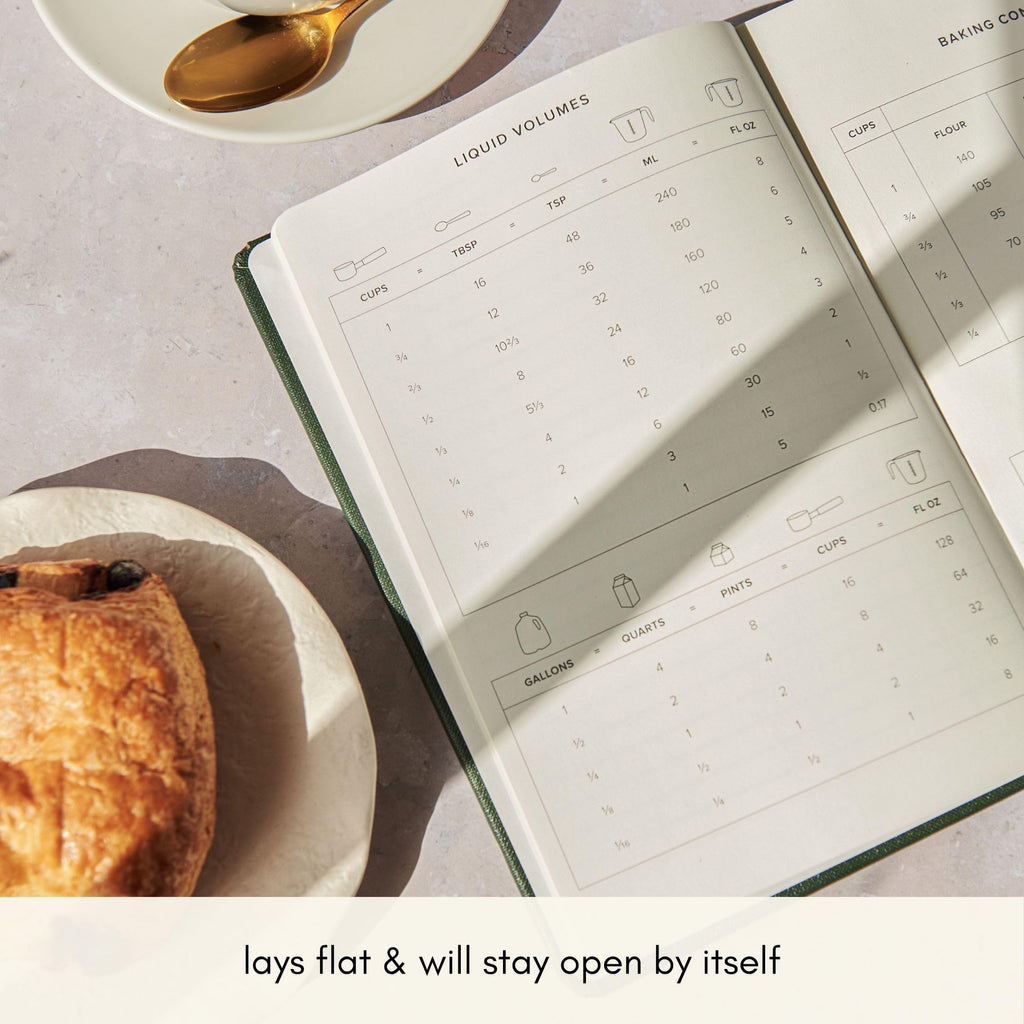 Kunitsa Co. Recipe Notebook - Keepsake Gift. Hardcover Blank Recipe Book to Write in Your Own Recipes, with Journaling Prompts about the Chef. 100 recipes (Dark Pine)