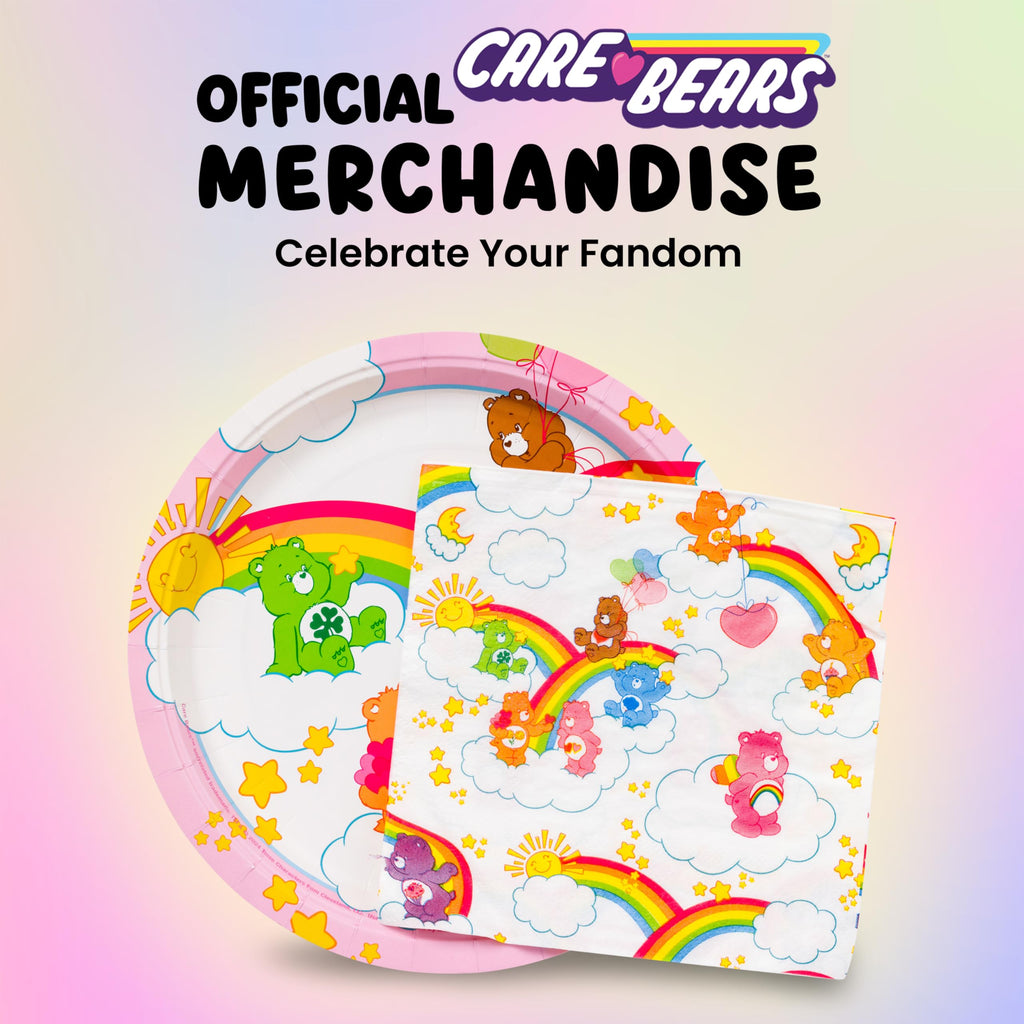 Silver Buffalo Care Bears We Love Rainbows Group Clouds 32ct Paper Napkin and Plate Party Pack