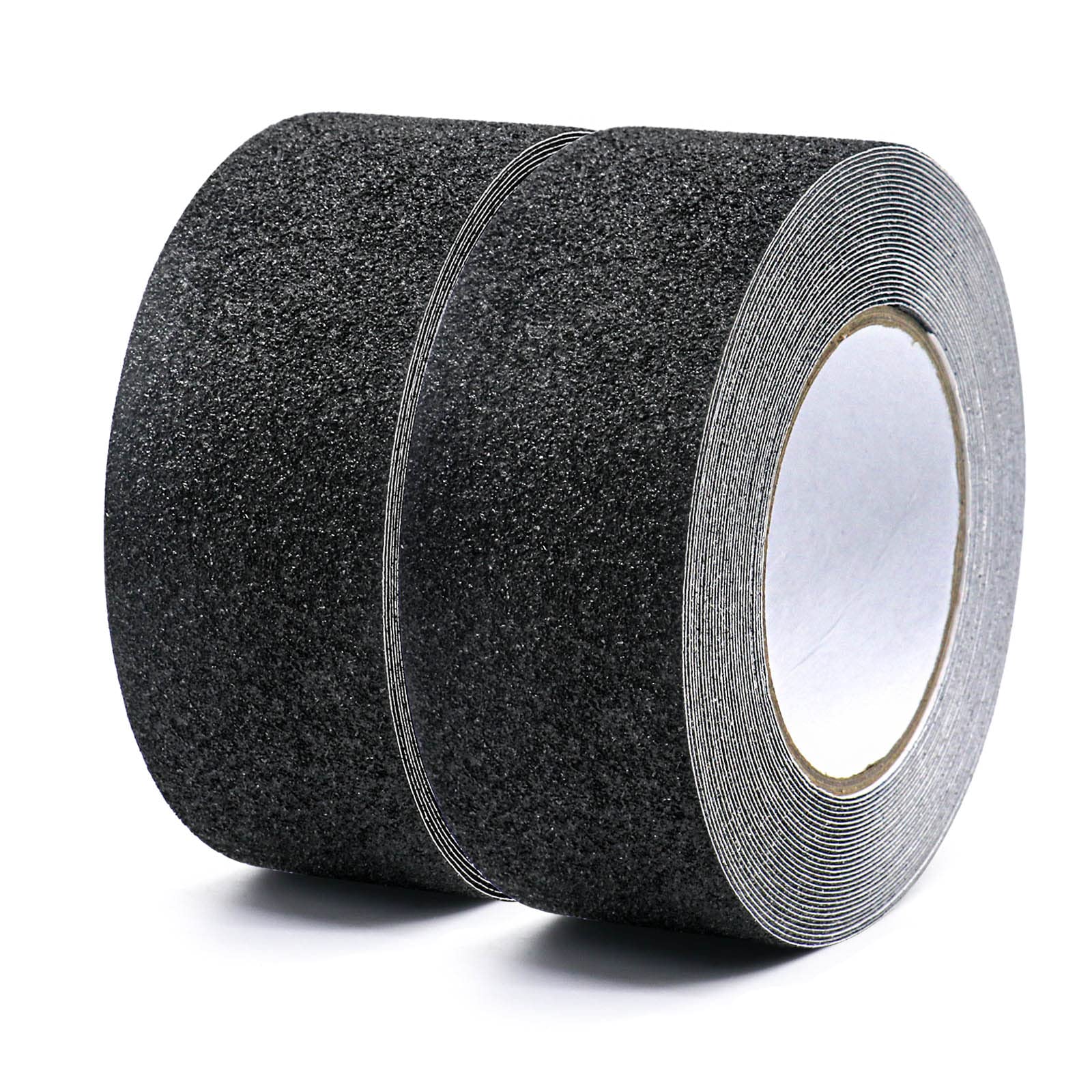 BOMEI PACK Heavy Duty Black Anti Slip Tape, Waterproof Non Slip Safety Tape for Stair Steps Outdoor/Indoor, 2Rolls Grip Traction Tape 2 Inch x 33Ft