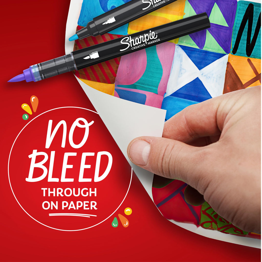 Sharpie Creative Markers, Water-Based Acrylic Markers, Brush Tip, Assorted Colours, 12 Count