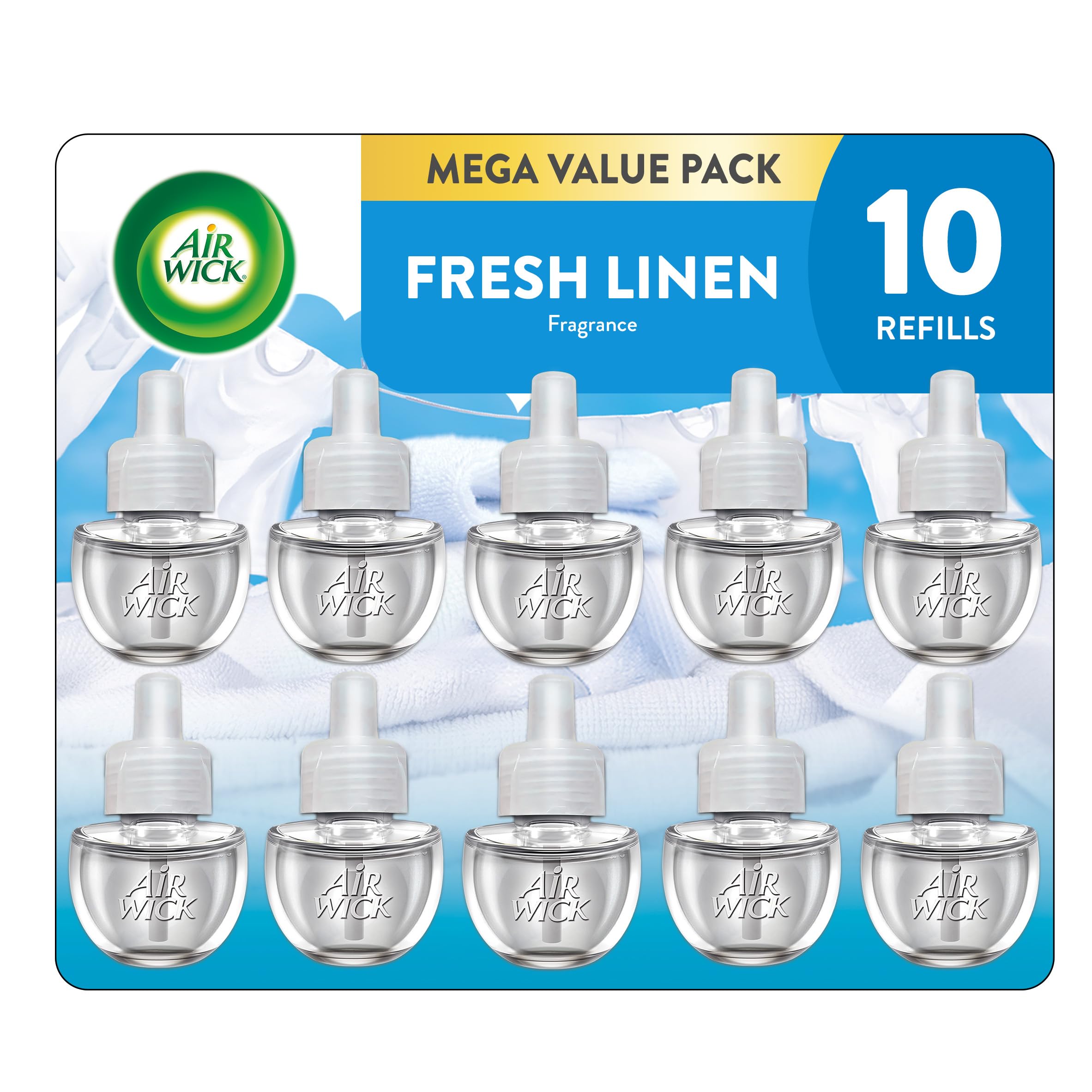 Air Wick Plug In Scented Oil, Fresh Linen, 10 Refills