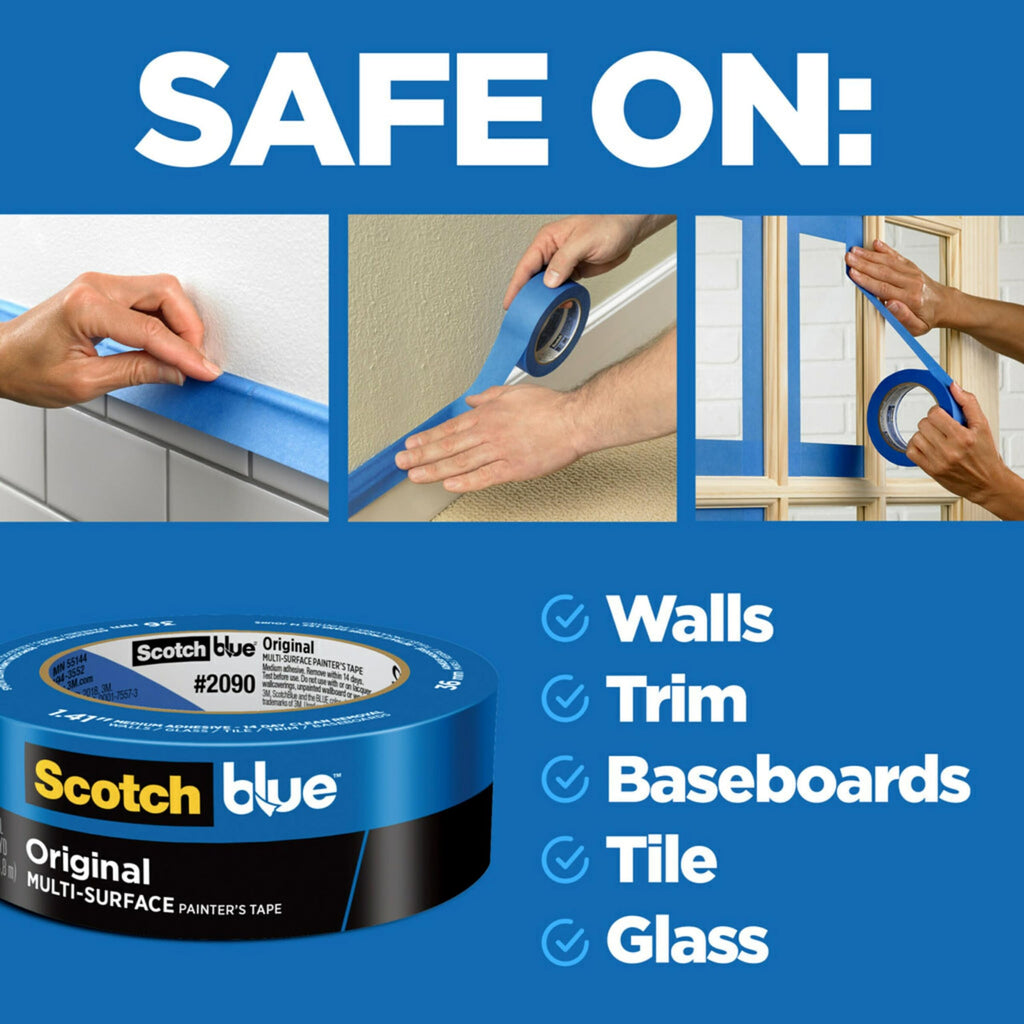 Scotch Painter’s Tape ScotchBlue Original Painter's Tape, Multi-Surface, 36 mm (4 Rolls) - 2090-1.41 Inch X 60 Yards, Blue (2090-36EP4)