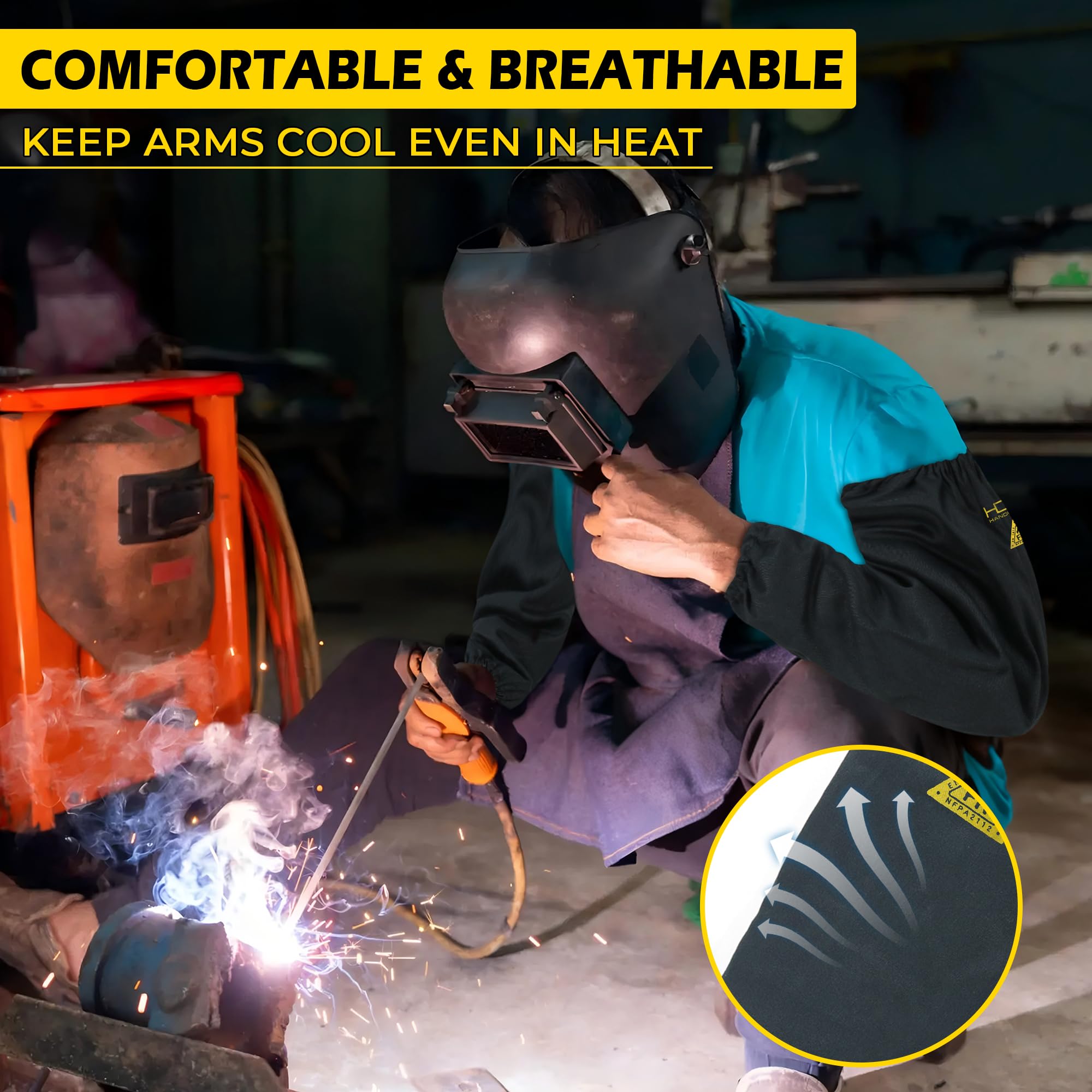 HANDLANDY Flame Resistant Welding Sleeves Arm Protection for Men and Women