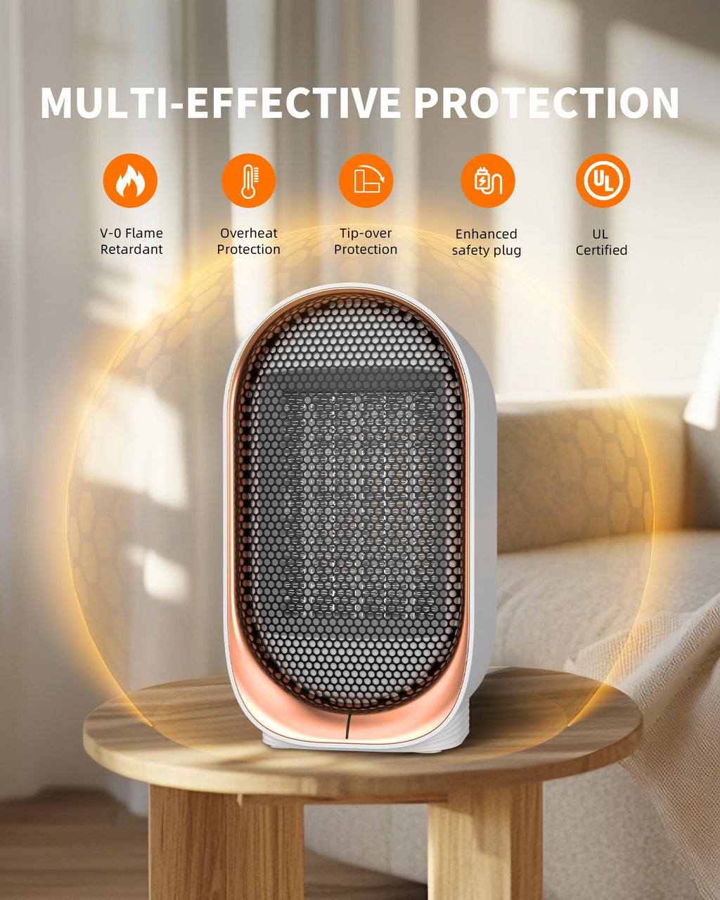 Space Heater, Portable Heater for Indoor Use, Small Electric Heaters with Overheat & Tip-Over Protection, Mini Desk Heaters for Office Bedroom Bathroom, Compact & Efficient Heating, Snow Withe