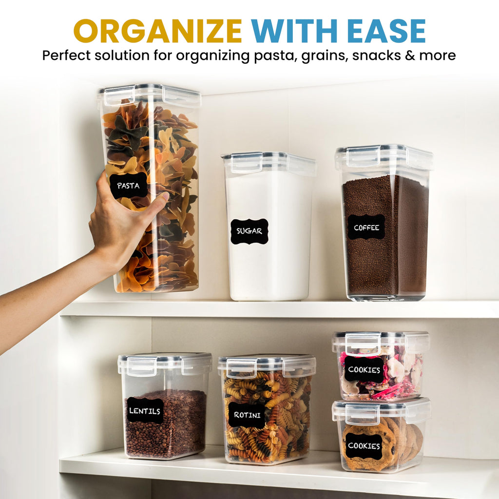 Shazo 7PC Food Storage Containers with Lids, Airtight Food Storage Containers Set for Pantry Organization, BPA Free Kitchen Canisters for Flour Sugar Pasta Cereal, Stackable Kitchen Storage Containers