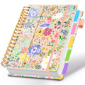 Spiral Journal Notebooks for Work, 300 Pages 5 Subject Notebook College Ruled with Dividers & Tabs, Notebook Journal for Women Students Note-Taking and Organizer (Beige Bloom, B5(8"x10"))