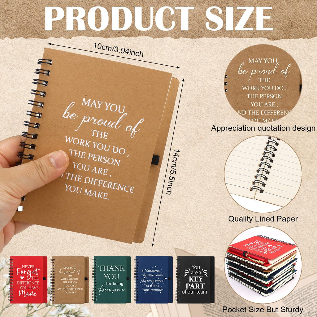 20 Pcs/10 Set Thank You Gifts Bulk Motivational Spiral Notebook and Inspirational Ballpoint Pen Employee Appreciation Journals Notepads Funny Ballpoint Pen Set for Office School Staff Coworker Teacher