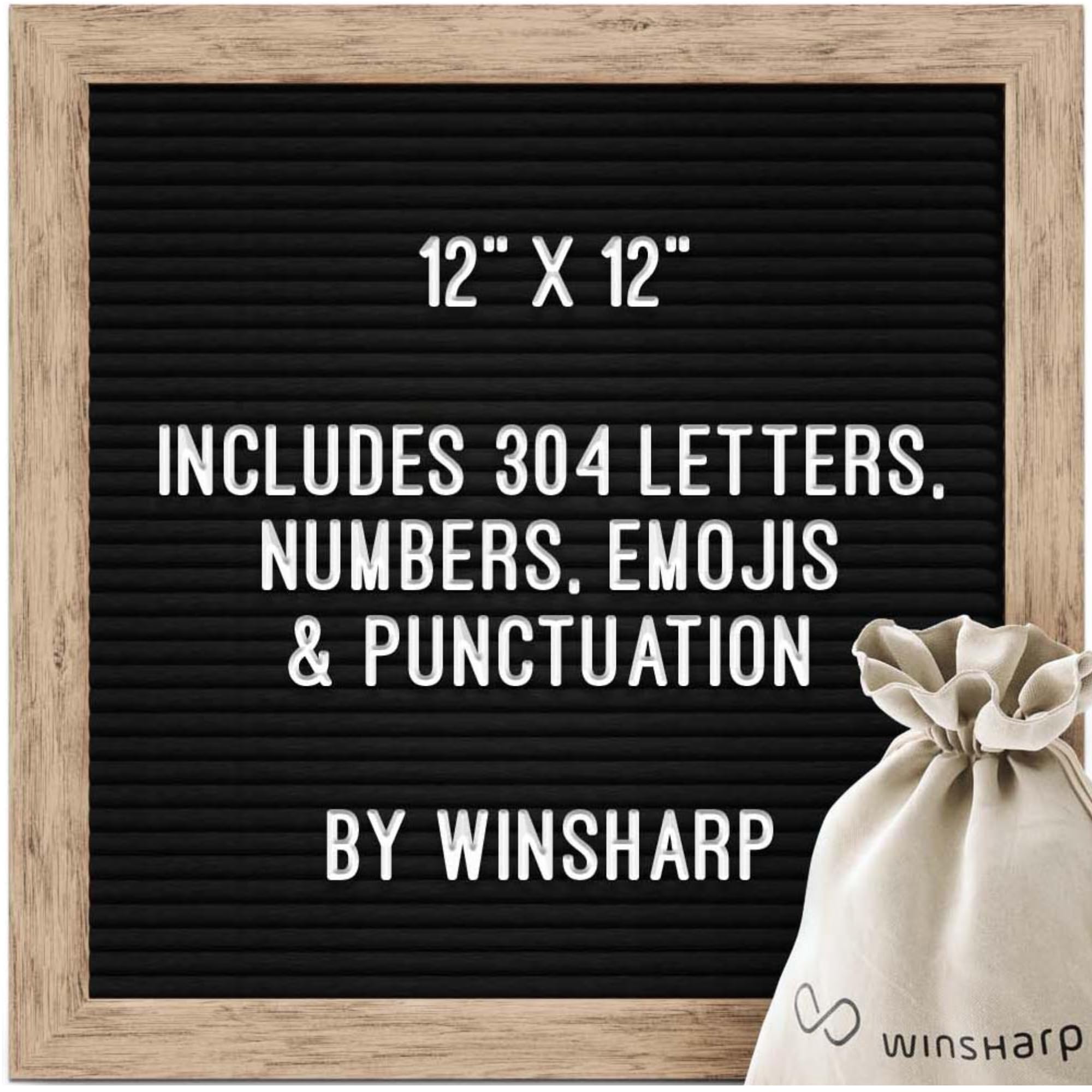 Black Felt Letter Board | 12"x12" Classy Wooden Frame with White Letters | Premium Changeable Sign Boards for Home Decor Motivational Quotes Baby Announcement Price List Message Letterboard With Stand For Small Business