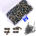 PGMJ 80 Pieces Jewelry Box Hardware Bronze Tone Antique Right Latch Hook Hasp Horn Lock Wood Jewelry Box Latch Hook Clasp and 320 Replacement Screws (Right Latch Buckle) (160, Bronze)
