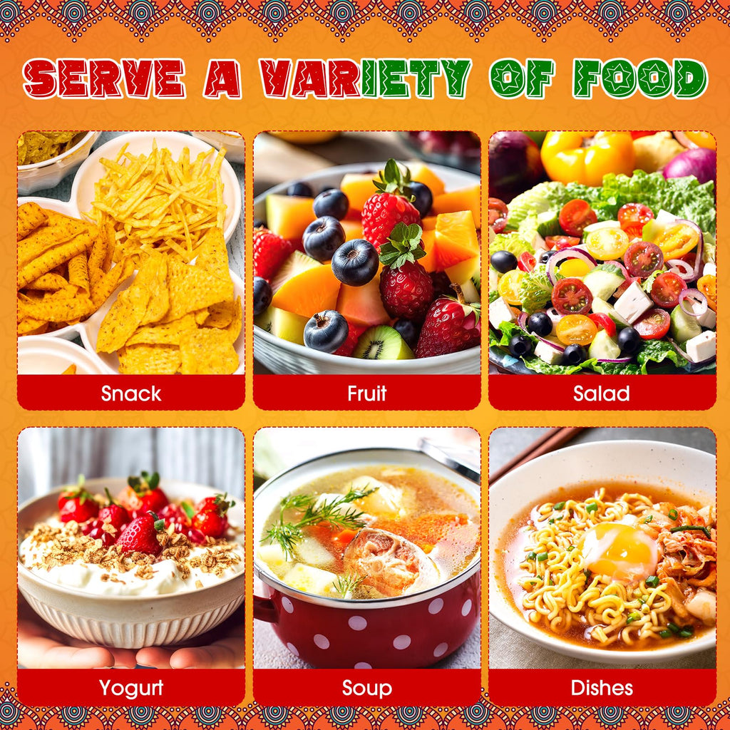 Skybooly 50 Pcs 16 oz Fiesta Bowls Disposable Mexican Party Serving Paper Bowls 7 Inch Cinco De Mayo Heavy Duty Paper Plates for Soup Salad Ramen Birthday Party Decorations