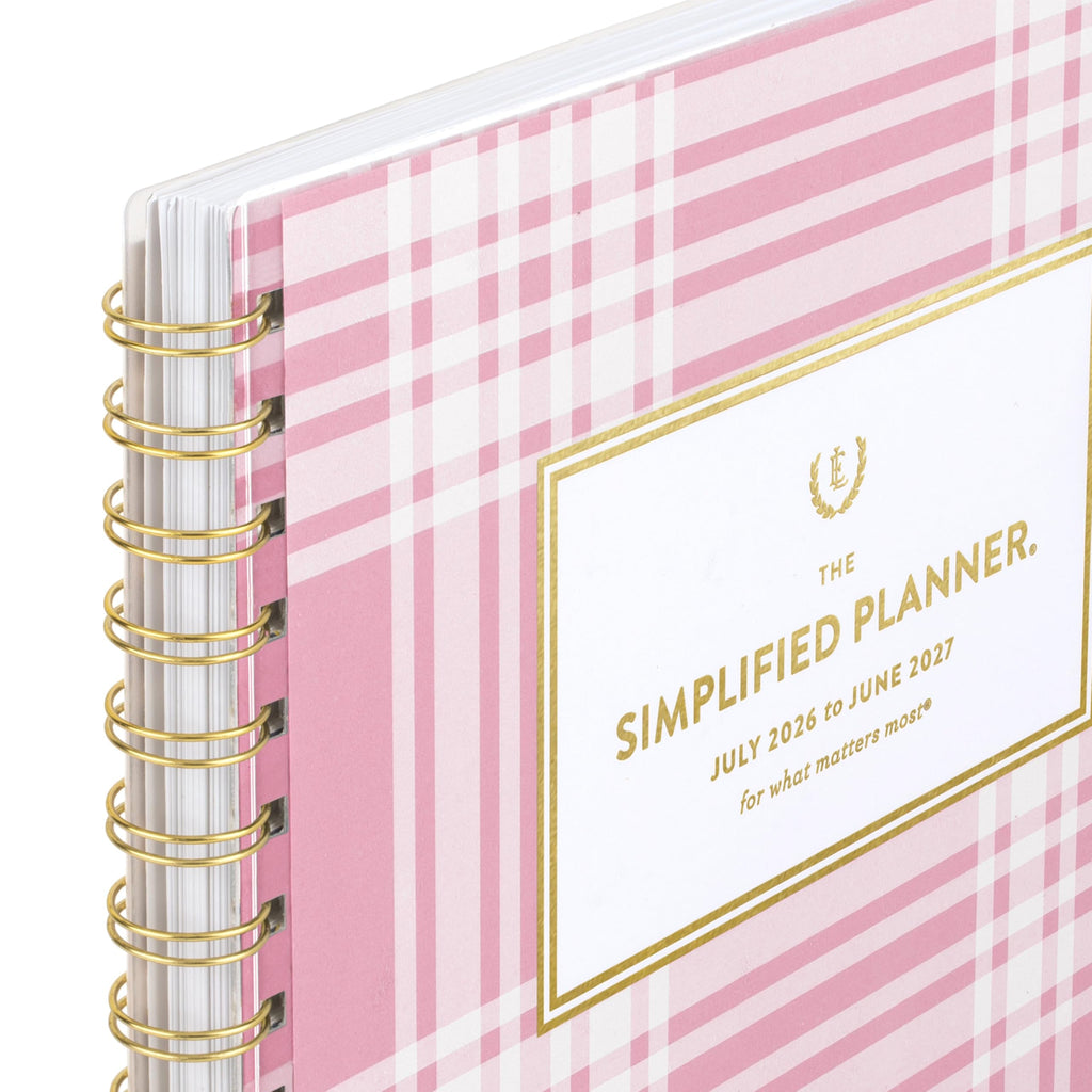 AT-A-GLANCE Planner 2026-2027 Weekly & Monthly Academic 12-Month July-June, 8-1/2" x 11", Front Cover Pocket, Simplified by Emily Ley, Oversized Plaid (EL51-901A)