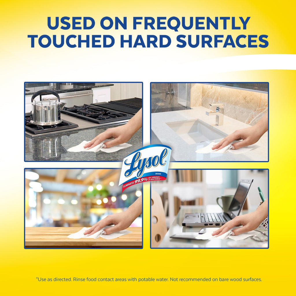 Lysol Disinfecting Wipes, Thick Cleaning Wipes with Micro Pocket Design for Home & Electronics, Kills 99.9% of Germs, Removes Allergens, Citrus Scent, 6 x 75 Count (450 Total Wipes)