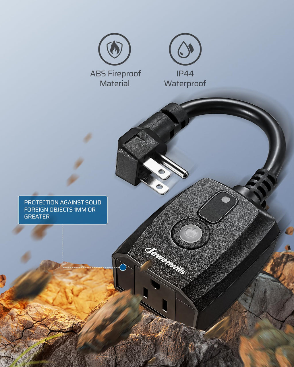 DEWENWILS Outdoor Dimmer for String Lights, Remote Dimmer Plug, Waterproof Plug-in Dimmer, 100FT Range, 150W Dimmable LED/300W Tungsten Bulbs, Dimmer Switch for Dimmable String Lights