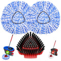 Fatmass Spin Mop Head Replacement for Vileda RinseClean 2-Tank System,2 Mop Replace Heads + 1 Upgrade Scrubber Brush, 100% Microfiber Mop Refills Deep Cleaning Machine Washable