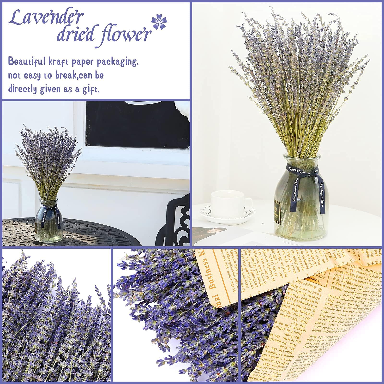 MIHUAGE Dried Lavender Flowers Bundles 100% Natural Real Dry Flower for Home Decorations,Home Fragrance 350+ Stems