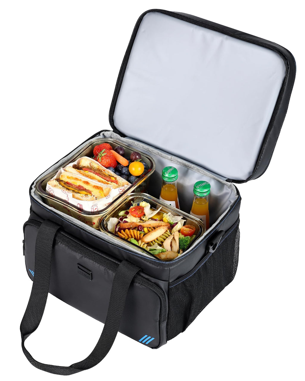 ZEEMO 19L Soft Cooler Bag, Insulated Lunch Box & Ice Chest, Double Leakproof Layers, Waterproof Collapsible Cooler Case for Work & Outdoor Travel, Black
